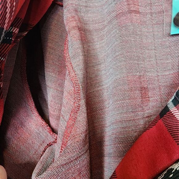 4X Red Plaid Plussize Blazer Stretch Tartan Boyfriend Fit Longline Oversized but - Picture 4 of 8